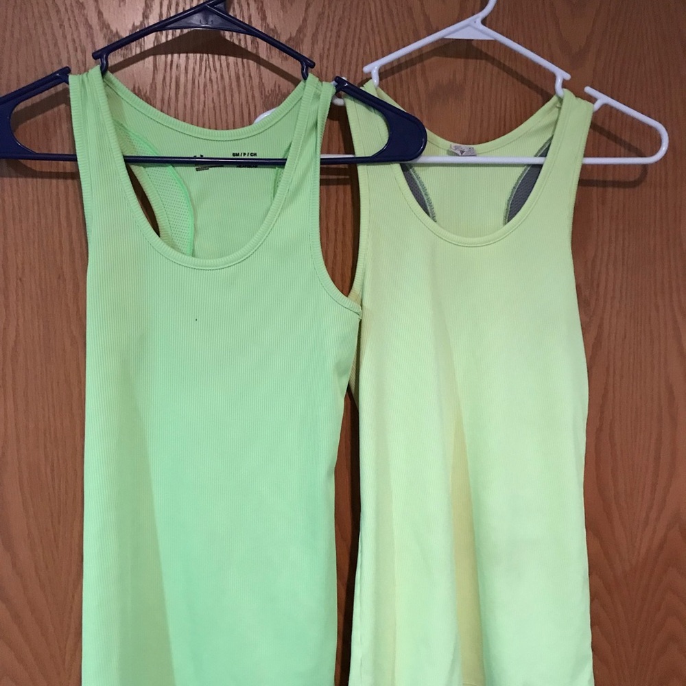 Women’s Neon Yellow and Green Tanks– Ribbed Racerback AND bonus long sleeve top